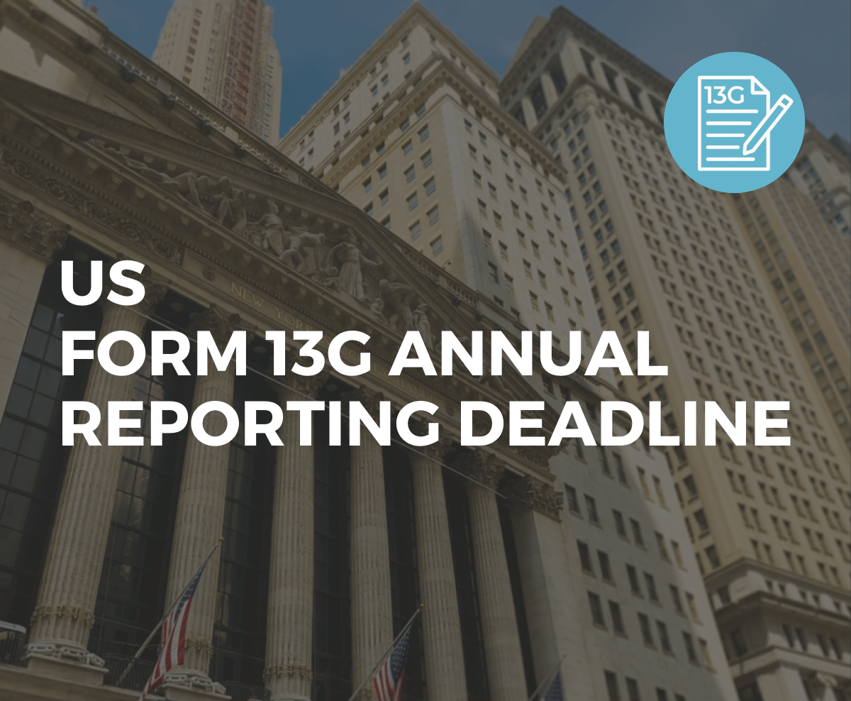 US Schedule 13G Annual Reporting Deadline